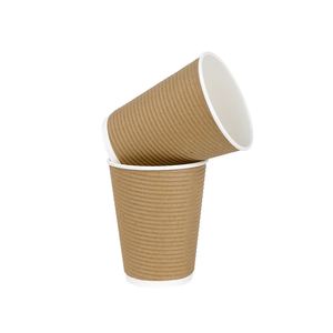 Gobelets à café en papier ondulé écologiques 210 ml à double paroi, imperméables, de qualité alimentaire, pour les magasins de thé au lait à emporter - Product Image 4