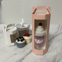 Boîte d'emballage personnalisée pour desserts avec poignée, boîte à emporter pour desserts personnalisée avec fenêtre