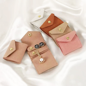 Custom logo Luxury <b>Envelope</b> Flap Velvet <b>Gift</b> Pouches Microfiber Suede Jewelry Packaging Bag with Snap ForJewelry Display - Product Image 1