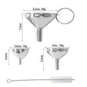 Corong dapur corong baja tahan karat ukuran sedang kecil untuk botol pengisi dengan sikat pembersih - Product Image 2