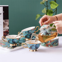 Ensemble tasse et soucoupe à café en porcelaine fine de style européen, céramique haut de gamme créative pour le thé de l'après-midi