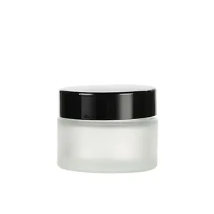 Benutzerdefinierte luxus glas container 5g 10g 15g 20g 30g 50g 100g kunststoff deckel weiß matte frosted kosmetische jar für haut auge creme