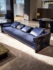 Juego de Sofás Cuadrados Minimalistas de Estilo Italiano, Ecológicos, Esmerilados, Personalizados, Grandes e Irregulares para Sala de Estar - Product Image 1