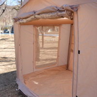 Tente gonflable d'extérieur 12 places, deux chambres, tissu enduit vinyle, colonnes d'air en PVC 0,52 mm, hublot en TPU, poches de rangement, quatre saisons