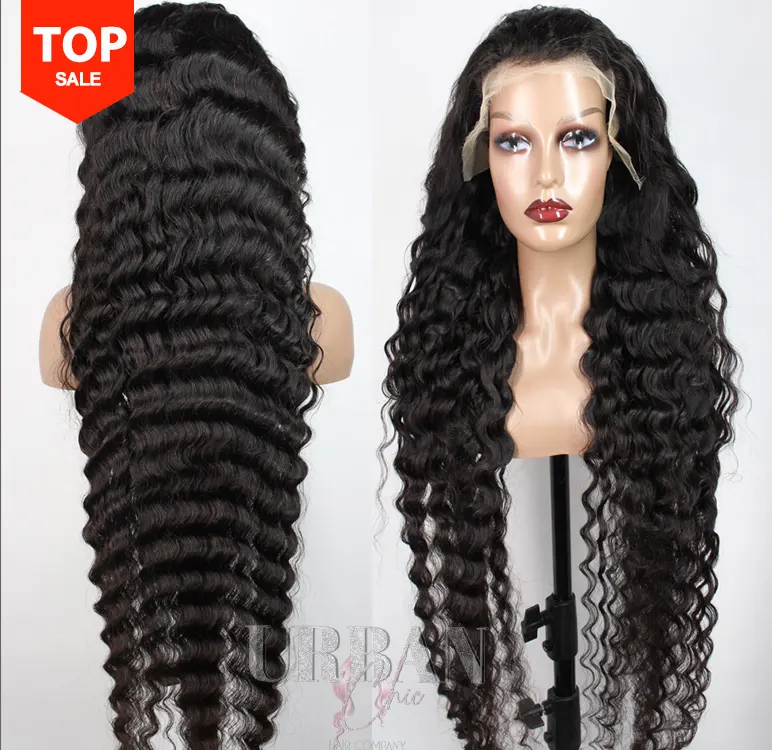 Large Stock 14inch-42inch hd deep wave lace Full frontal wig deep wave 13x4 13x6 loose deep wave lace front human hair wig