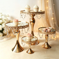 Supports à gâteaux élégants en métal doré et cristal de haute qualité pour mariage, anniversaire, Noël et Nouvel An, décoration de table de desserts