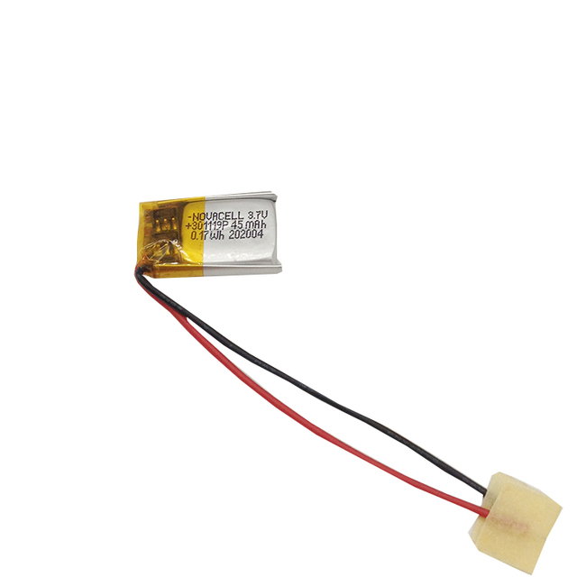Factory Direct Sale ultra Thin Lipo Battery  3.7v 45mah Li Po Battery 301119  401220 0.17wh  Lithium Battery