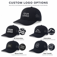 Gorra Deportiva Impermeable de 6 Paneles con Cuerda, Perforaciones Cortadas a Láser, Logotipo Bordado Personalizado, para Golf y Running, Venta al Por Mayor