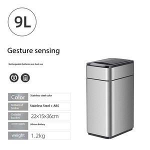 <span class=keywords><strong>Pattumiera</strong></span> automatica auto-sigillante in acciaio inox <span class=keywords><strong>pattumiera</strong></span> <span class=keywords><strong>da</strong></span> <span class=keywords><strong>cucina</strong></span> rettangolare senza contatto per la gestione dei rifiuti 30L per ufficio Desktop - Product Image 2