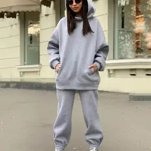 High Quality Custom Logo Unisex Sweatsuit 2 2 Piece Set Women's Hoodies Running Sweat Suit Sweat Shirt Women Casual Tracksuits