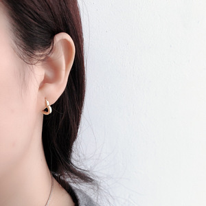 High Quality 925 Sterling <strong>Silver</strong> Heart Button Earring <strong>Hoop</strong> for Women - Product Image 6