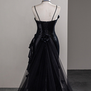Robes de soirée sirène noires à fente haute, élégantes avec surjupe pour femme, idéales pour les fêtes Sfy97 - Product Image 6
