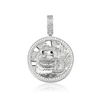 Collier pendentif Doge Coin pour hommes, bijoux tendance hip-hop sertis de pierres