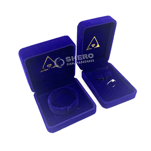 Caja de Joyería Cuadrada de Terciopelo Azul Simple Personalizada al por Mayor para Anillo, Colgante, Collar, Embalaje de Joyería, Caja de Regalo para Mujer - Product Image 3