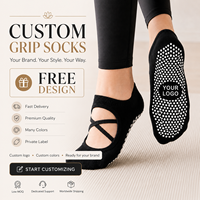 Chaussettes de yoga à logo personnalisé pour femme, taille ajustable, pour ballet, danse, Pilates, respirantes, antidérapantes avec sangles croisées