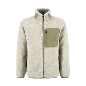 2026 Winter Casual <b>Patchwork</b> Stand Collar Embroidered Zipper Yarn Dyed Knitted Fleece Warm Front Breathable Seamless <b>Jacket</b> Men - Product Image 1
