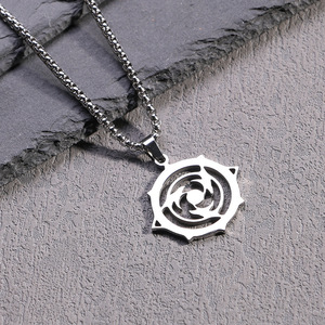 Collar de moda <span class=keywords><strong>Genshin</strong></span> <span class=keywords><strong>Impact</strong></span> con colgante de resina de acero inoxidable del elemento Trueno y cadena de <span class=keywords><strong>cuentas</strong></span> - Product Image 2