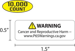 Etichette di avvertenza in carta rettangolari per bigiotteria, conformi alla Proposition 65, 0,5 x 1,5 pollici, in rotolo |   10.000 Pezzi - Product Image 2