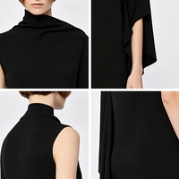 Robe décontractée pour femmes, couleur unie, col mi-haut, sans manches, respirante