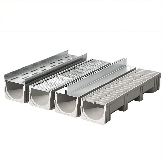 Professional Manufacturer Resin Composite Waterway Drainage Trench Stainless Steel Drain Cover Gutter Ditch for Sideway