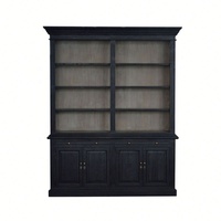 P1804-C Bibliothèque de style français à deux compartiments, petite, en bois massif, blanche, antique, meuble de maison pour grand salon ou chambre