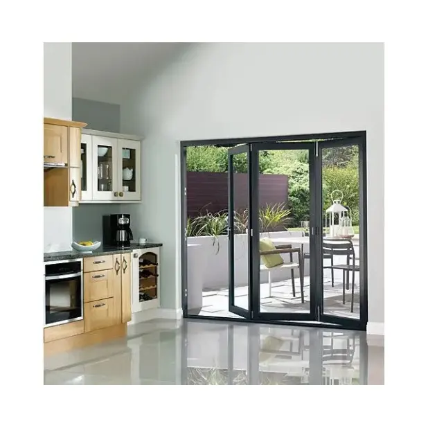 HZSY aluminio moderno doble marco puerta de entrada delantera aluminio vidrio baño puertas batientes