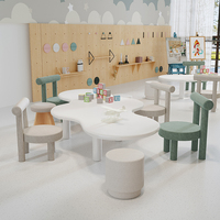 Ensemble table et chaise pour enfants Liserve en ABS, table de jeu pour maternelle, bureau d'apprentissage pour bébé, table d'artisanat multifonctionnelle, style crème