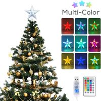 Weihnachtsbaum-Spitzenstern 7 Zoll LED-beleuchtet mit Fernbedienung, 5-zackiger Stern RGB Nachtlicht, PVC, USB-Stecker, IP44 wasserdicht, 2m Länge
