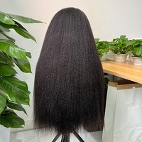 Perruque Cheveux Humains Kinky Straight 13x4, Perruques Lace Front Double Drawn en Cheveux Naturels Brésiliens, Perruque Frontale HD en Dentelle