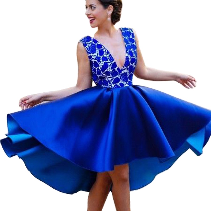 Encuentre el mejor fabricante de vestidos cortos azul rey y vestidos cortos  azul rey para el mercado de hablantes de spanish en alibaba.com
