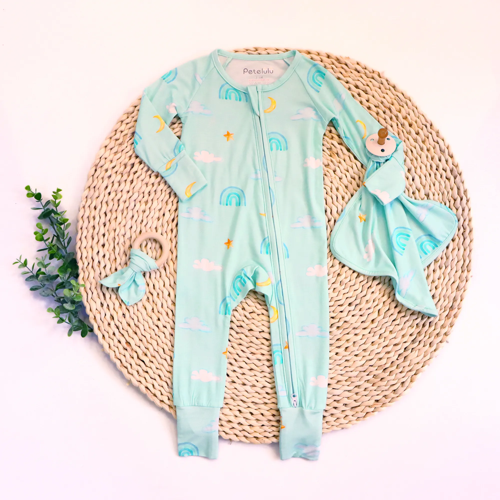 Pelele de bambú viscoso para bebé recién nacido, mono con cremallera, pijama, ropa de manga larga