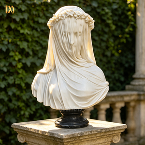 Busto <span class=keywords><strong>de</strong></span> Mármol <span class=keywords><strong>de</strong></span> Tamaño Real <span class=keywords><strong>de</strong></span> la Dama Velada Blanca para Decoración del Hogar - Product Image 1