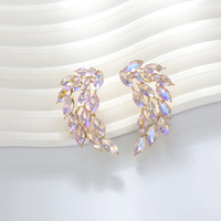 BINSHUO Boucles d'oreilles en strass colorées en forme d'aile personnalisées avec boucles d'oreilles bijoux pour dames en plaqué or