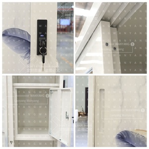 <span class=keywords><strong>Armoire</strong></span> métallique sur mesure avec impression personnalisée, 2 tiroirs coulissants en acier, 4 <span class=keywords><strong>portes</strong></span> avec <span class=keywords><strong>miroir</strong></span> pour la maison, la chambre à coucher, le salon - Product Image 5