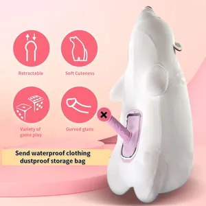Ours polaire mignon, coussin, machine à gode, poussée automatique, vibration, canon oscillant, discret, silicone, télécommande, alimentation USB - Product Image 2