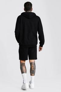 New Summer Casual Zipper <b>Hoodies</b> Twin Set Breathable Fabric Men Sportswear Two Piece <b>Short</b> Sets 100% Organic Cotton Eco-Friendly - Product Image 2