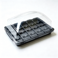 Zwarte basis, transparant deksel, milieuvriendelijke, voedselveilige PET blisterverpakking met meerdere compartimenten, voedselcontainer voor bakkerij, vers fruit, dessert