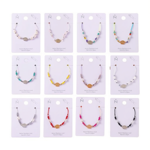 Braccialetto in Acciaio Inossidabile con Perle e Cristalli PULSERA Set di 12 Bracciali Multicolore Fatti a Mano - Product Image 1
