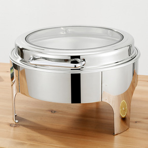 Plats de service chauffants en acier inoxydable argenté de 6 L, chauffe-plats à alcool, ensemble de buffet pour - Product Image 5