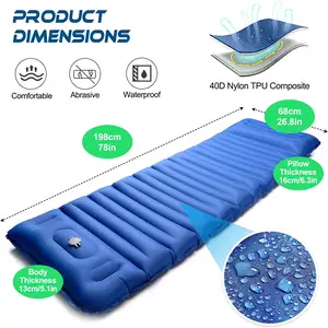 Nylon Thick Lightweight Compact Luft matratze Ultraleichte aufblasbare Camping Isomatte Roll matte mit eingebauter Fuß pumpe
