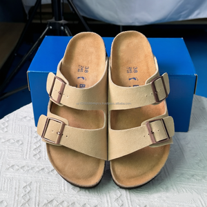 Unisex Suede Flat Double <b>Buckle</b> Ergonomic Style <b>Sandals</b> Open Toe Slip on Footwear for Casual Outdoor Wear - Product Image 4