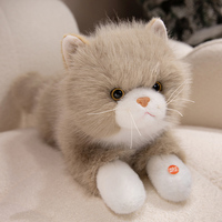 Chat en peluche doux et moelleux à poils longs, 100 % simulation réaliste avec son de miaulement, idéal pour un cadeau premium