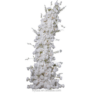 Arche de fleurs artificielles en gros, roses en soie blanches pures, pour décorations de mariage et de scène - Product Image 5
