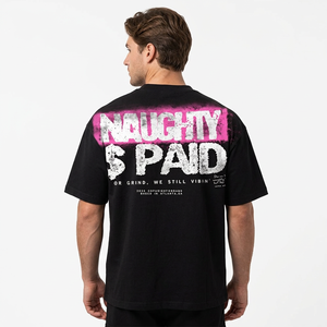 Naughty Printed Men's <b>Black</b> Short Sleeve T-Shirt Regular Fit O-Neck Jersey Cotton Casual Street Style - Product Image 6