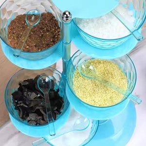 Produit phare OEM Accessoires de cuisine Pot d'assaisonnement avec cuillère Pot de stockage de condiments en plastique à 5 couches Boîte d'assaisonnement rotative - Product Image 3