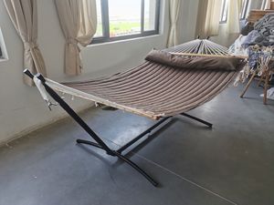 Heavy Duty 550LBS capacità <span class=keywords><strong>marrone</strong></span> trapuntato <span class=keywords><strong>amaca</strong></span> con spalmatore bar e cuscino rimovibile per esterno - Product Image 2