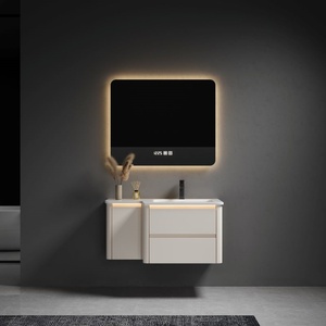 <span class=keywords><strong>Lavabo</strong></span> intégré en céramique moderne personnalisé miroir armoire à taille optimisée meubles de salle de bain pour appartements - Product Image 2