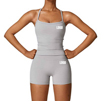 Ensemble de yoga léger et respirant à séchage rapide, personnalisé en usine, avec crop top et short taille haute, pour la course et l'entraînement, effet ventre plat, extensible dans les quatre sens