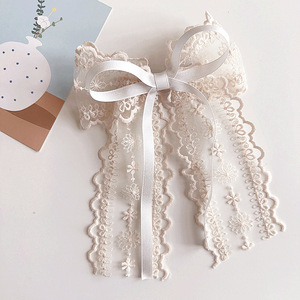 กิ๊บติดผมผ้าลูกไม้ติดผมสำหรับผู้หญิง,ที่หนีบผมประดับโบว์สองชั้นแฟชั่นใหม่ - Product Image 4