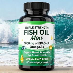 Capsule di Olio di Pesce Omega-3 con 1000mg EPA e <span class=keywords><strong>DHA</strong></span>, 60 Capsule, Supporto per la Salute Cerebrale degli Adulti, OEM - Product Image 3